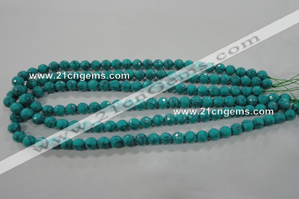 CTU1683 15.5 inches 8mm faceted round synthetic turquoise beads