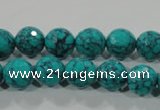 CTU1684 15.5 inches 10mm faceted round synthetic turquoise beads