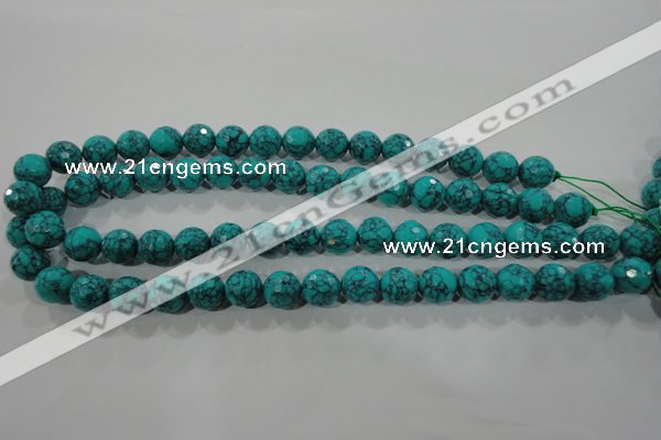 CTU1684 15.5 inches 10mm faceted round synthetic turquoise beads