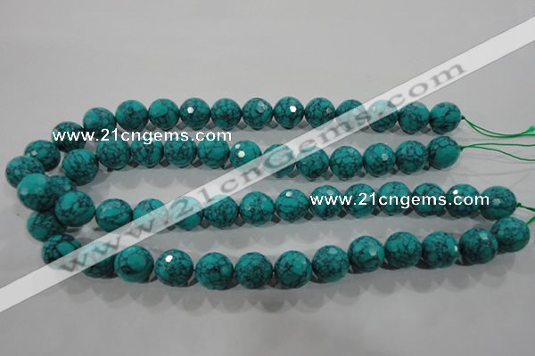 CTU1686 15.5 inches 14mm faceted round synthetic turquoise beads