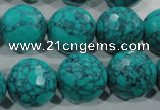 CTU1688 15.5 inches 18mm faceted round synthetic turquoise beads