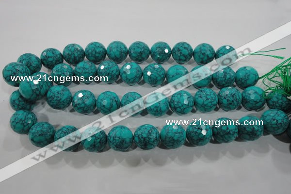 CTU1688 15.5 inches 18mm faceted round synthetic turquoise beads