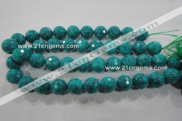 CTU1689 15.5 inches 20mm faceted round synthetic turquoise beads