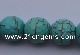 CTU17 15.5 inches 18mm faceted round blue turquoise beads Wholesale