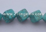 CTU18 15.5 inches 10*10mm cublc blue turquoise strand beads Wholesale