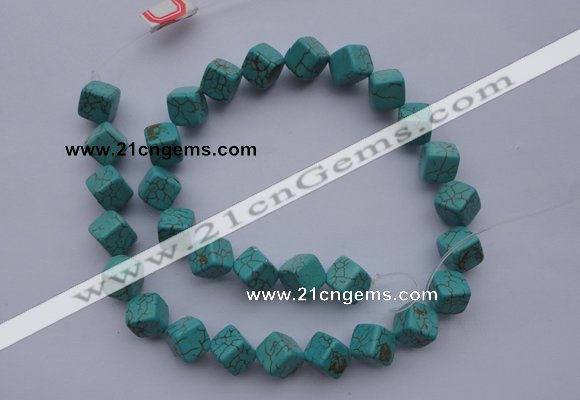 CTU18 15.5 inches 10*10mm cublc blue turquoise strand beads Wholesale