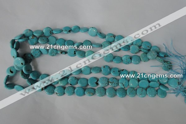 CTU1882 15.5 inches 12mm flat round imitation turquoise beads