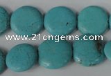 CTU1884 15.5 inches 16mm flat round imitation turquoise beads