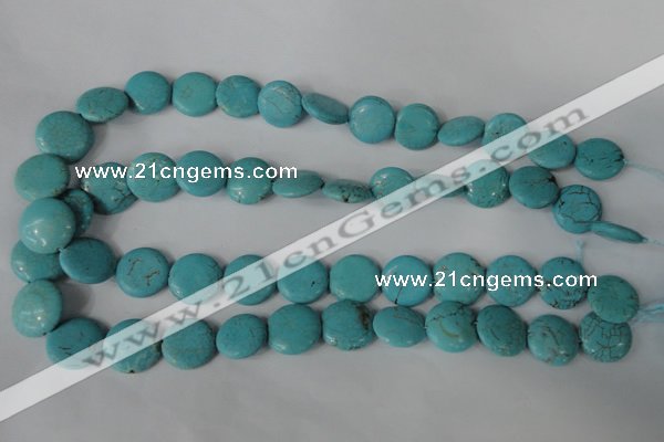 CTU1884 15.5 inches 16mm flat round imitation turquoise beads