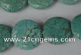 CTU1886 15.5 inches 20mm flat round imitation turquoise beads