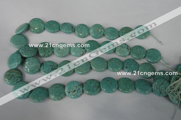 CTU1886 15.5 inches 20mm flat round imitation turquoise beads