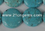 CTU1888 15.5 inches 25mm flat round imitation turquoise beads