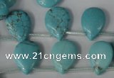 CTU1935 Top-drilled 13*18mm flat teardrop imitation turquoise beads