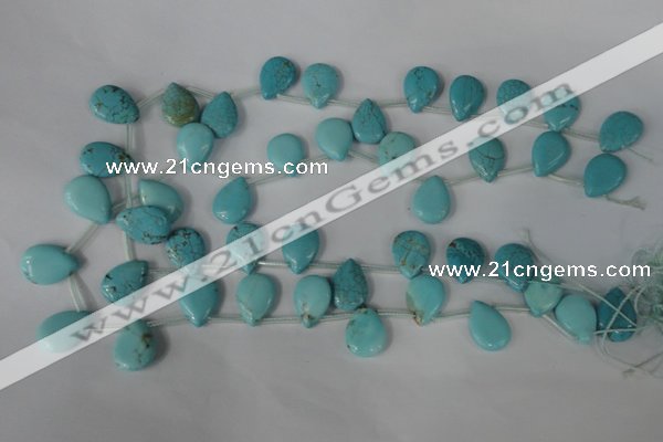 CTU1935 Top-drilled 13*18mm flat teardrop imitation turquoise beads