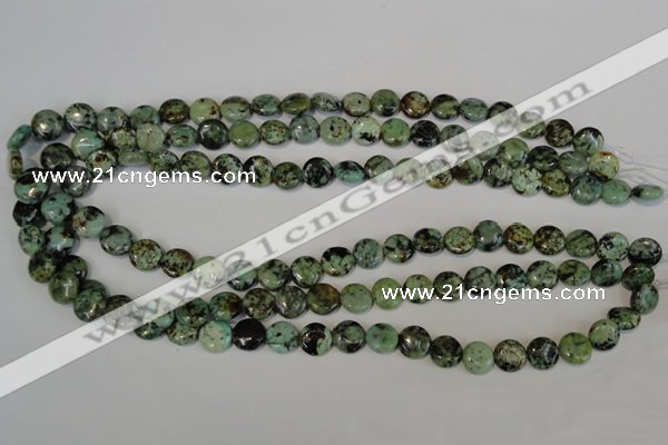 CTU2474 15.5 inches 10mm flat round African turquoise beads wholesale