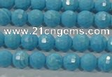 CTU2590 15.5 inches 4mm faceted round synthetic turquoise beads