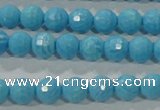 CTU2591 15.5 inches 6mm faceted round synthetic turquoise beads