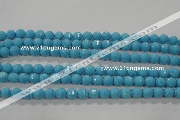 CTU2592 15.5 inches 8mm faceted round synthetic turquoise beads