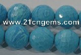 CTU2595 15.5 inches 14mm faceted round synthetic turquoise beads