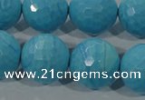 CTU2597 15.5 inches 18mm faceted round synthetic turquoise beads