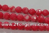 CTU2620 15.5 inches 4mm faceted round synthetic turquoise beads