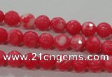 CTU2620 15.5 inches 4mm faceted round synthetic turquoise beads