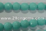 CTU2780 15.5 inches 4mm faceted round synthetic turquoise beads