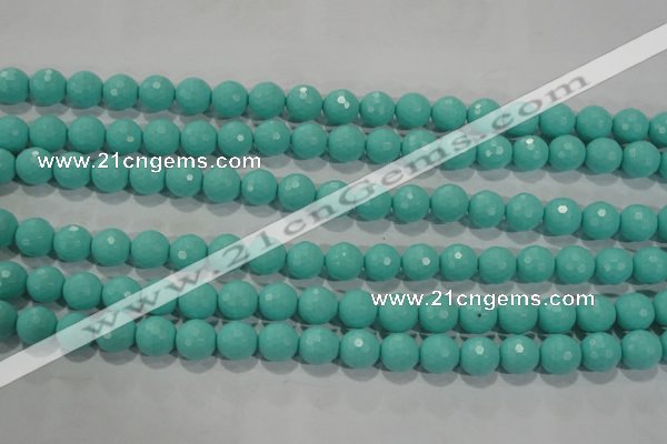 CTU2782 15.5 inches 8mm faceted round synthetic turquoise beads