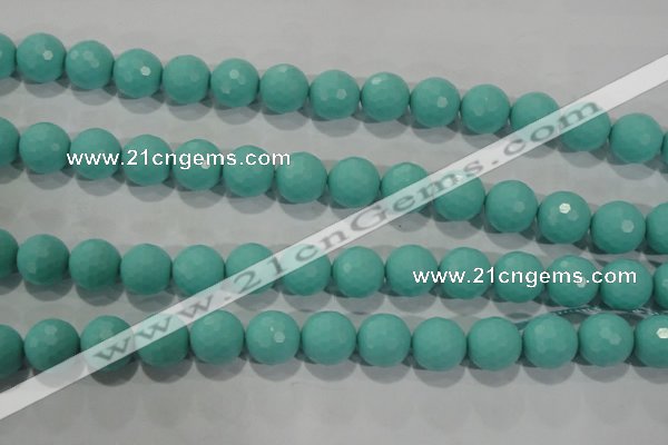 CTU2784 15.5 inches 12mm faceted round synthetic turquoise beads