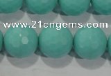 CTU2785 15.5 inches 14mm faceted round synthetic turquoise beads