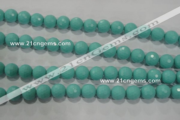 CTU2785 15.5 inches 14mm faceted round synthetic turquoise beads