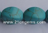 CTU28 15.5 inches 13*20mm twisted oval blue turquoise beads Wholesale