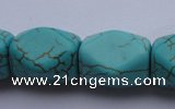 CTU29 15.5 inches 13*18mm faceted cuboid blue turquoise beads