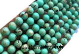 CTU3160 15 inches 4mm round gold vein howlite turquoise beads