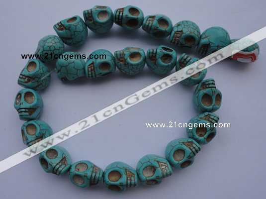 CTU32 15.5 inches 14*17*18mm skull shape blue turquoise beads