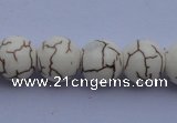 CTU36 15.5 inches 14mm round white turquoise strand beads Wholesale