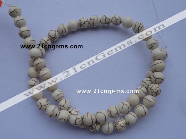 CTU36 15.5 inches 14mm round white turquoise strand beads Wholesale