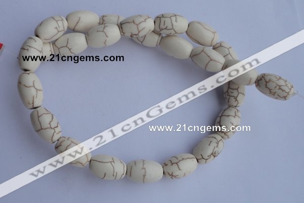 CTU38 15.5 inches 10*16mm rice shape white turquoise beads Wholesale