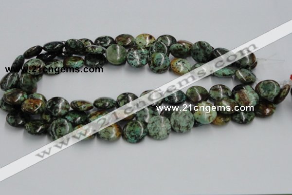 CTU416 15.5 inches 16mm flat round African turquoise beads wholesale