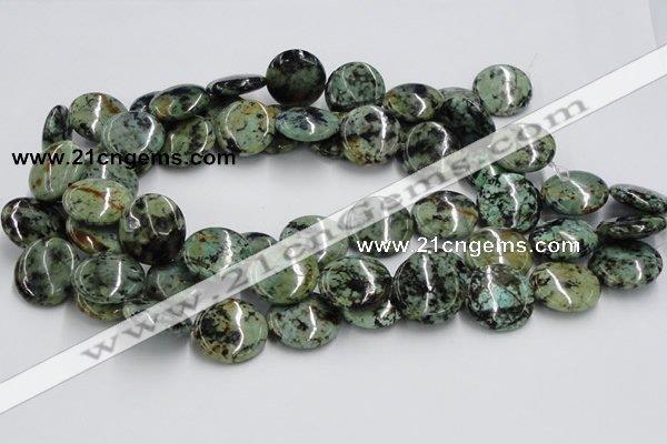 CTU418 15.5 inches 22mm flat round African turquoise beads wholesale