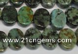 CTU499 15.5 inches 12*15mm oval double drilled African turquoise beads
