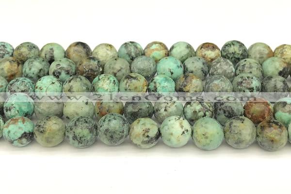 CTU528 15 inches 12mm faceted round African turquoise beads