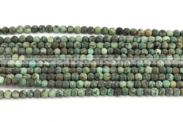 CTU530 15 inches 4mm round matte african turquoise beads