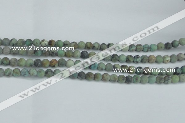 CTU563 15.5 inches 6mm round matte african turquoise beads