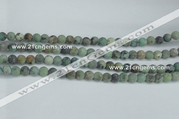 CTU564 15.5 inches 8mm round matte african turquoise beads