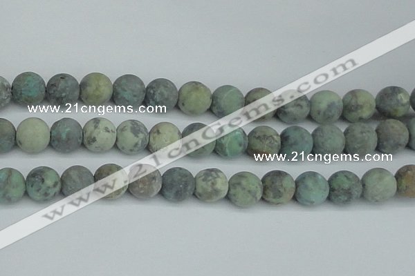 CTU566 15.5 inches 12mm round matte african turquoise beads