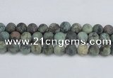 CTU567 15.5 inches 14mm round matte african turquoise beads