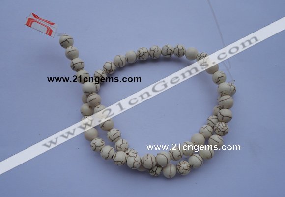 CTU67 15.5 inches 4mm round white turquoise strand beads Wholesale