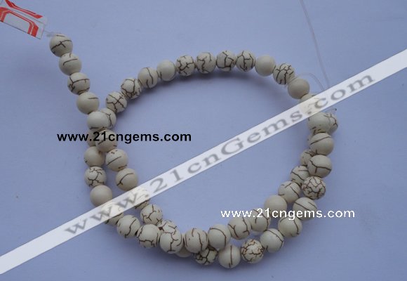 CTU68 15.5 inches 6mm round white turquoise strand beads Wholesale