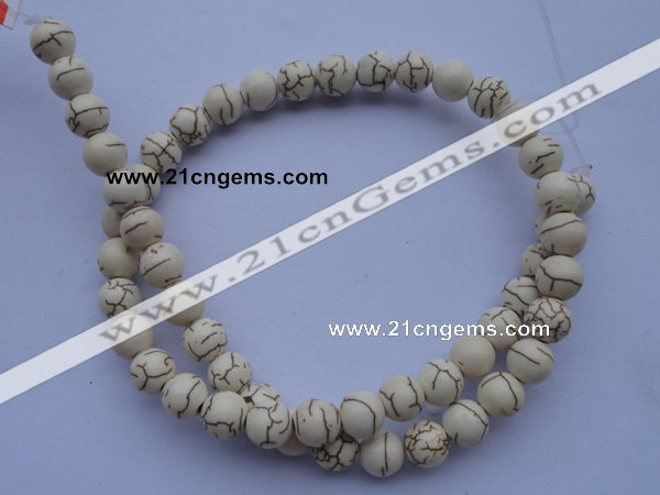 CTU69 15.5 inches 12mm round white turquoise strand beads Wholesale
